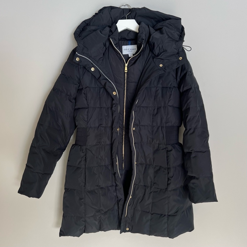 Cole Haan Signature Women's Black Quilted Coat, Size Large